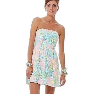 Lilly Pulitzer Lottie Strapless Dress Size 2 Sherbet Pastel Salisbury Lace